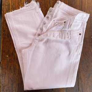 AGOLDE Lana Crop Mid Rise Vintage Straight Jean in White/Beige 28